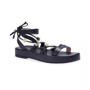 Sprinkles Daisy-Embellished Leather Gladiator Sandals
